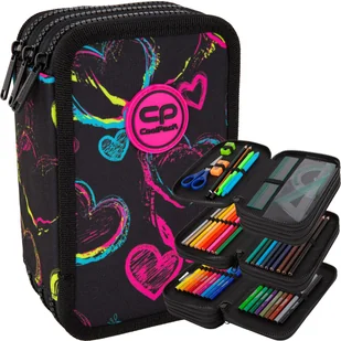 Coolpack Piórnik Szkolny Trzykomorowy Z Wyposażeniem Electric Hearts - Piórniki - miniaturka - grafika 1
