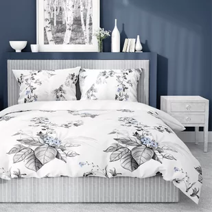Pościel satynowa 160x200 szara niebieska kwiaty 4247 B Home Satin 11 - Pościel - miniaturka - grafika 1