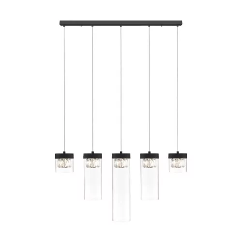 Zuma Line Szklana LAMPA wisząca GEM P0389-05E-P7AC glamour OPRAWA kaskada ZWIS na listwie czarny przezroczysty P0389-05E-P7AC