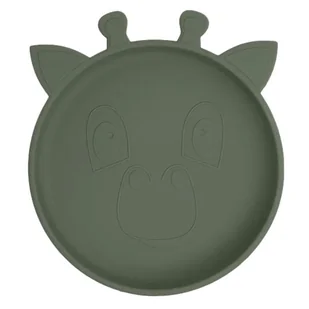 Nuuroo silikonowy talerzyk obiadowy duży GIRAF Dusty Green - Śliniaki i fartuszki - miniaturka - grafika 1