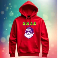 Bluzy męskie - Bluza uniwersalna typu kangurka z kapturem Świąteczna Mikołaj rozmiar 2XL Święta czerwona - miniaturka - grafika 1