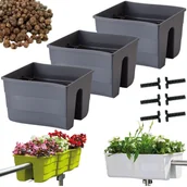 Donice - 3x Skrzynka na balustradę Wave 30, Doniczka balkonowa + keramzyt 5l - miniaturka - grafika 1