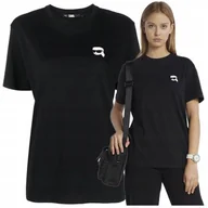 Koszulki i topy damskie - karl lagerfeld koszulka damska tshirt PREMIUM logo czarna oversize r.S - miniaturka - grafika 1