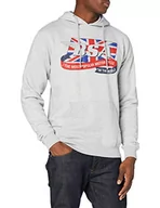 Bluzy męskie - BSA Męska bluza z kapturem z logo flagi, Sportowy szary, L - miniaturka - grafika 1