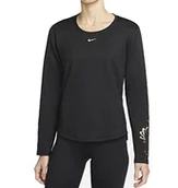 Koszulki i topy damskie - Nike W Nk One Tf Ls Top Grx Black/Photon Dust/White XL - miniaturka - grafika 1