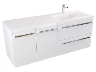 Szafka Wisząca Z Umywalką ATH 120 cm DS Prawa - Biały Mat - Uchwyty Chromowane - Szafki łazienkowe - miniaturka - grafika 1