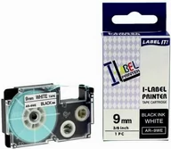 Papier do drukarek - Casio XR-9GWE, 9mm x 5,5m czarny druk / biały podkład, extr.adh. taśma zamiennik - miniaturka - grafika 1