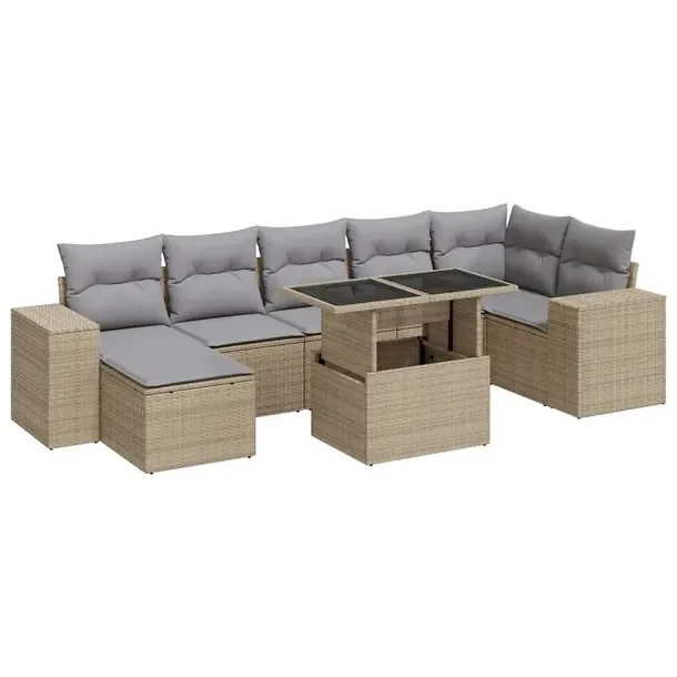 Zestaw mebli ogrodowych z rattanu PE, beżowy, wymiary: 62x62x69 cm, 83x62x