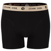 Majtki męskie - Bokserki Męskie bawełniane M wygodne oddychający materiał CZARNE z beżowym pasem - miniaturka - grafika 1