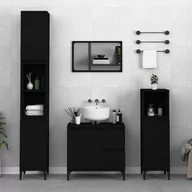 Meble łazienkowe - vidaXL Zestaw 3 szafek łazienkowych, czarny, materiał drewnopochodny - miniaturka - grafika 1
