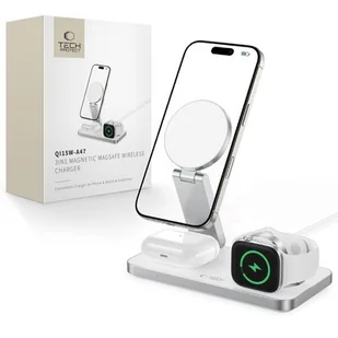Ładowarka indukcyjna TECH-PROTECT QI15W-A47 3w1 MagSafe Biały - Ładowarki do telefonów - miniaturka - grafika 1