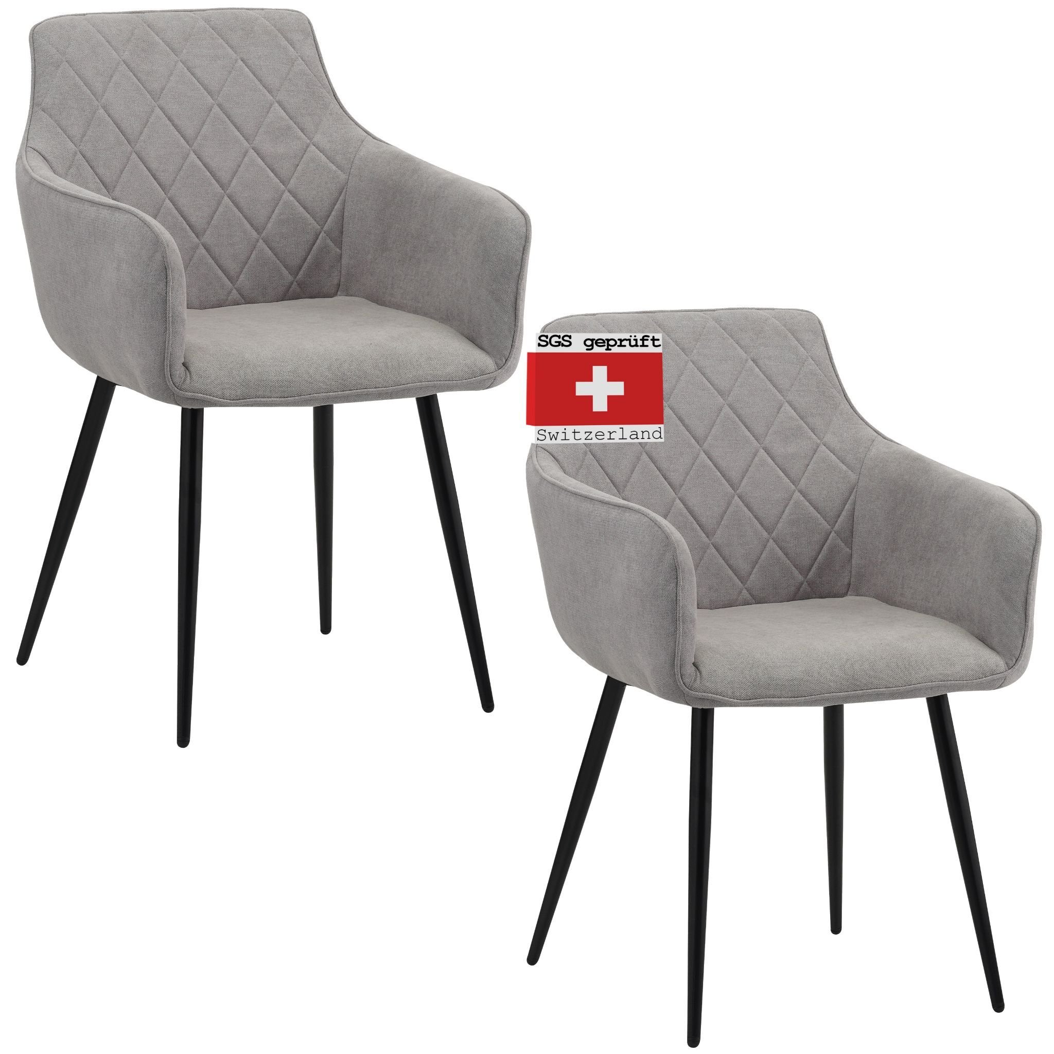 Krzesła do jadalni ALBATROS zestaw 2 SILA, szare - Nowoczesne i stylowe, wygodne krzesło tapicerowane - Eleganckie krzesło kuchenne, krzesło do jadalni lub krzesło do stołu w stylu retro