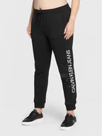 Spodnie sportowe damskie - Calvin Klein Jeans Plus Spodnie dresowe J20J218413 Czarny Regular Fit - miniaturka - grafika 1