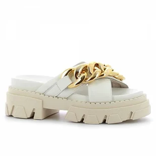 Kremowe klapki na grubej podeszwie CARINII - Carinii - Klapki i japonki damskie - miniaturka - grafika 1