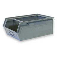Pojemniki przemysłowe - MARS Metalowy pojemnik - skośny, 400x300x200 mm 1204 - šedá - miniaturka - grafika 1