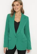 Marynarki i żakiety damskie - Ciemnozielona Jednorzędowa Marynarka z Usztywnioną Linią Ramion Annelith - miniaturka - grafika 1