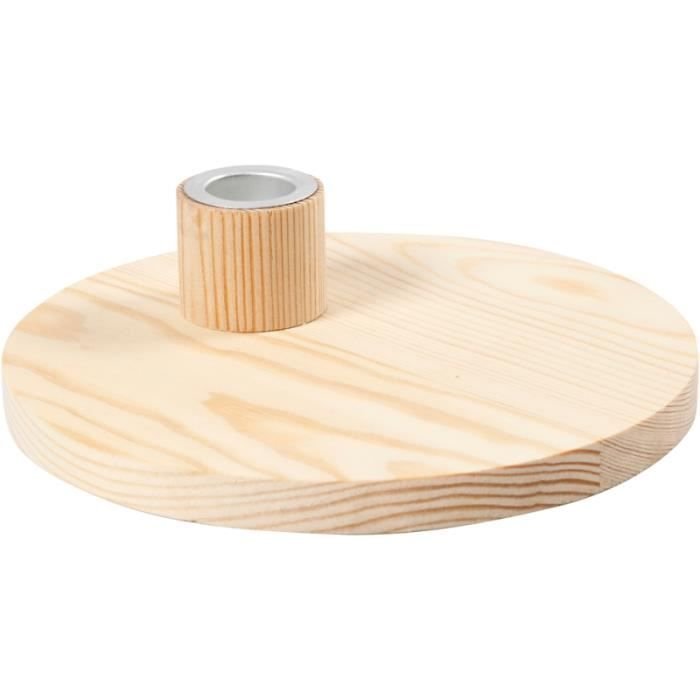 Świecznik drewniany - MARKA - 16 x 4 cm - przedmiot dekoracyjny - wnętrze