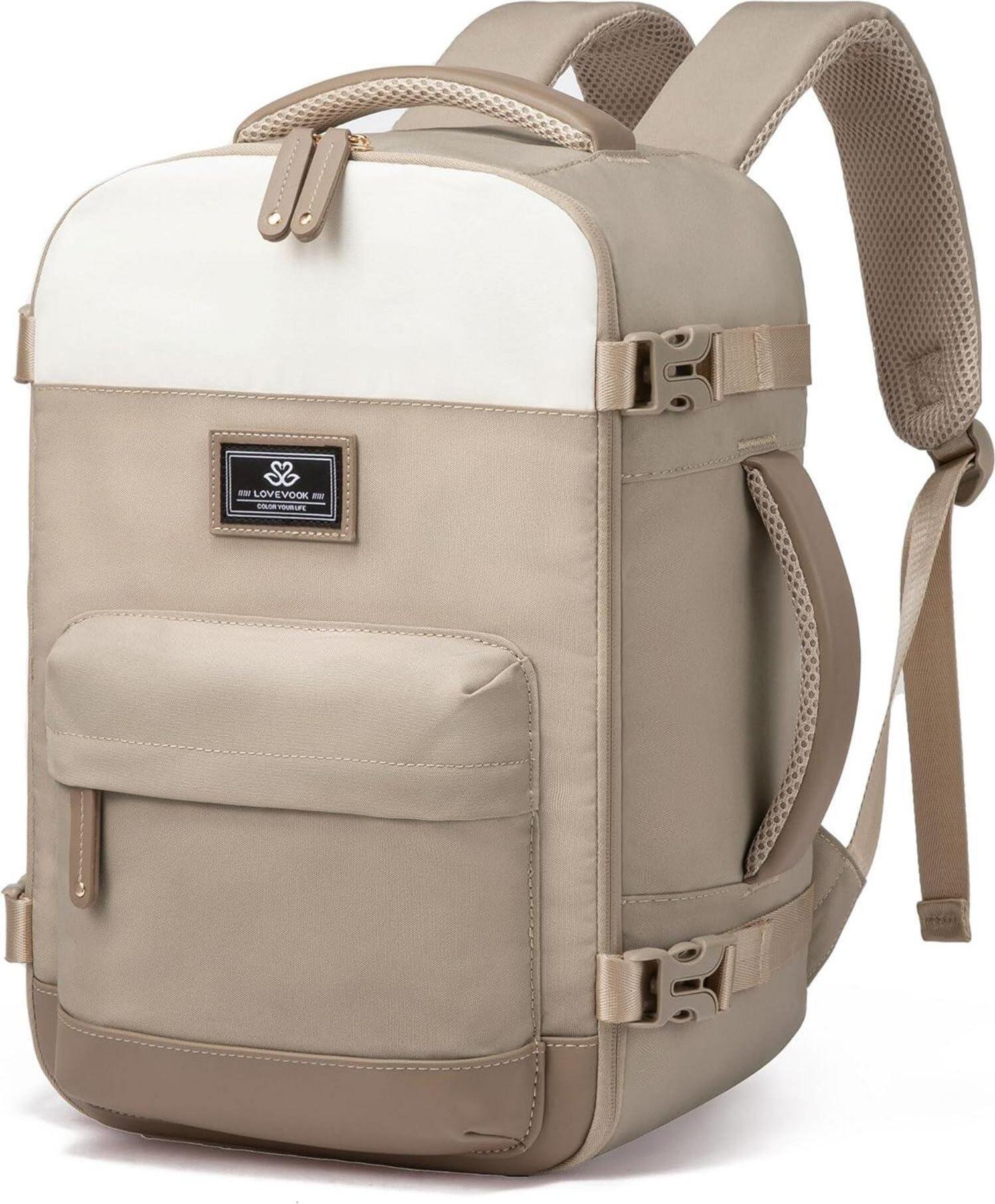 Bagaż podręczny Plecak 40x20x25 Mała torba kabinowa dla kobiet, Beżowy Khaki