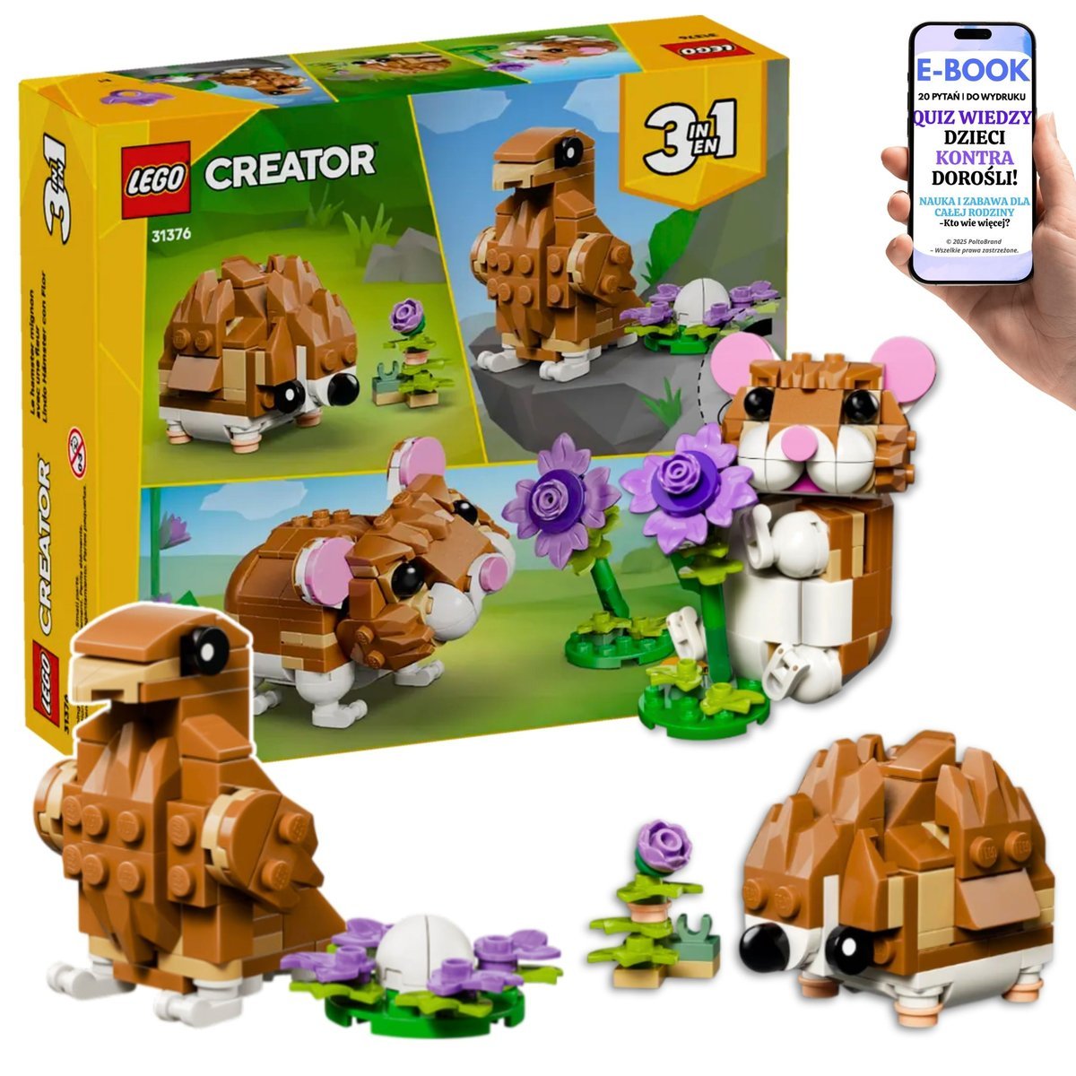 LEGO Creator Animals 3w1 • Chomik Jeż Orzeł • kreatywna zabawa • idealny prezent dla dziecka + EBOOK-2