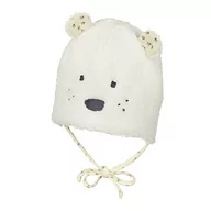 Czapki damskie - Sterntaler Czapka dla dziewczynek z tasiemkami do wiązania i uszami niedźwiedzia, Be?owy (Ecru 908), 39 - miniaturka - grafika 1