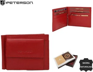Peterson Portfel damski skórzany PTN RD-250-GCL RED - Portfele - miniaturka - grafika 1