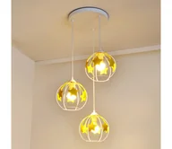 Wyposażenie pokoiku dziecięcego - Żyrandol dziecięcy na lince STARS 3xE27/15W/230V żółty/biały - miniaturka - grafika 1