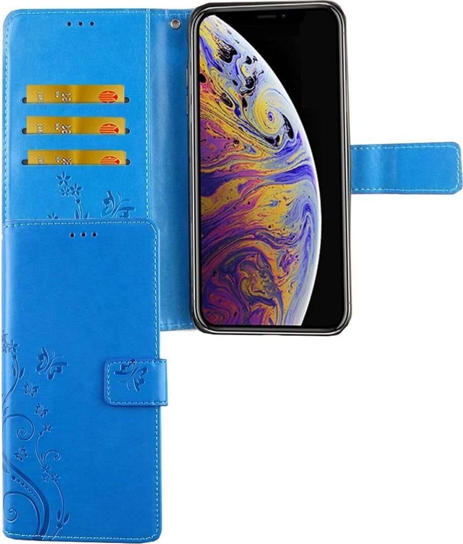 Apple iPhone XS Max etui na telefon komórkowy etui ochronne etui z klapką etui na kartę niebieskie