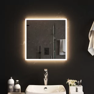 vidaXL Lustro łazienkowe z LED, 50x50 cm - Lustra - miniaturka - grafika 1