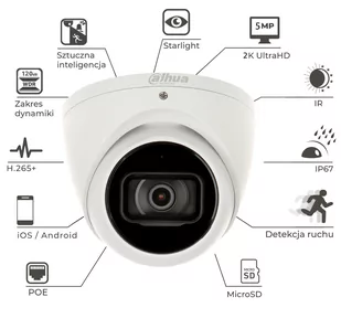 Kamera kopułowa IP IPC-HDW3541EM-S-0280B-S2 5Mpx WizSense Starlight Mikrofon - Kamery IP - miniaturka - grafika 2