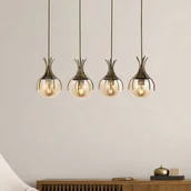 Lampy sufitowe - Avonni Lampa wisząca Sinka, bursztyn/antyczne złoto, 80 cm szkło/metal 4flg. - miniaturka - grafika 1