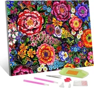 Zabawki kreatywne - Kolorowy Zestaw do Malowania Diamentami 5D Kwiaty Abstrakcja 30x40 cm - miniaturka - grafika 1