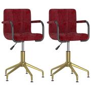 Krzesła - vidaXL Obrotowe krzesła stołowe 2 szt. winna czerwień aksamitne 334873 - miniaturka - grafika 1