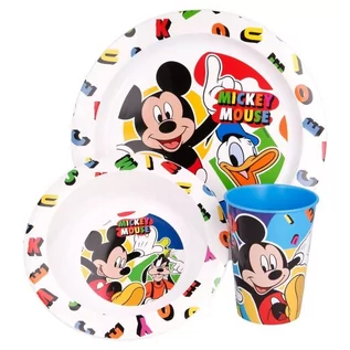 Zestawy naczyń dla dzieci - Disney MICKEY MOUSE Mickey Mouse Zestaw naczyń do mikrofali talerzyk miska kubek 265 ml biały 50149 - grafika 1