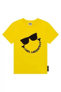 Koszulki dla dziewczynek - KARL LAGERFELD t-shirt bawełniany dziecięcy kolor żółty z nadrukiem - grafika 1
