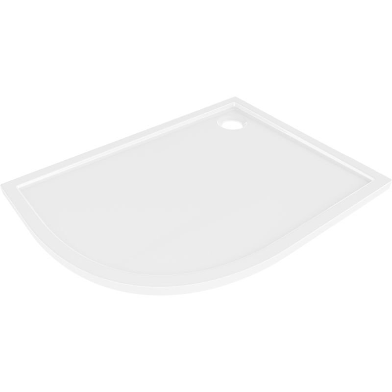 Mexen Flow brodzik półokrągły asymetryczny slim prawy 100 x 90 cm, biały połysk - 46Q109010R