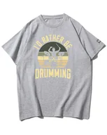 Koszulki i topy damskie - Koszulka oversize Wolę Perkusję Pasja Muzyka Prezent Szara L - miniaturka - grafika 1