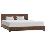 Łóżka - vidaXL Rama łóżka, brązowa, sztuczna skóra zamszowa, 160 x 200 cm - miniaturka - grafika 1