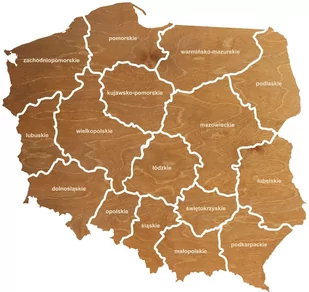 Dekoracja drewniana na ścianę Mapa Polski z województwami - Dekoracje domu - miniaturka - grafika 1