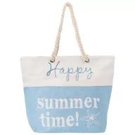 Torebki damskie - Torba plażowa duża SUMMER TIME niebiesko-biała na zamek - miniaturka - grafika 1