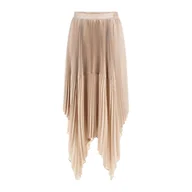 Spódnice - Damska Spódnica GUESS IRINA ASYMMETIC PLEATED SKIRT W4RD85WFXF2-F9EQ – Beżowy - miniaturka - grafika 1