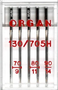 Igły półpłaskie ORGAN 130/705H uniwersalne 70-90 5szt - Akcesoria i części do maszyn do szycia - miniaturka - grafika 1