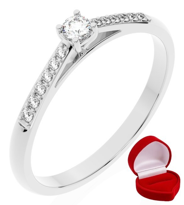 ZŁOTY PIERŚCIONEK ZARĘCZYNOWY 585 14k BRYLANT LAB 0,06 ct BIAŁE ZŁOTO R15