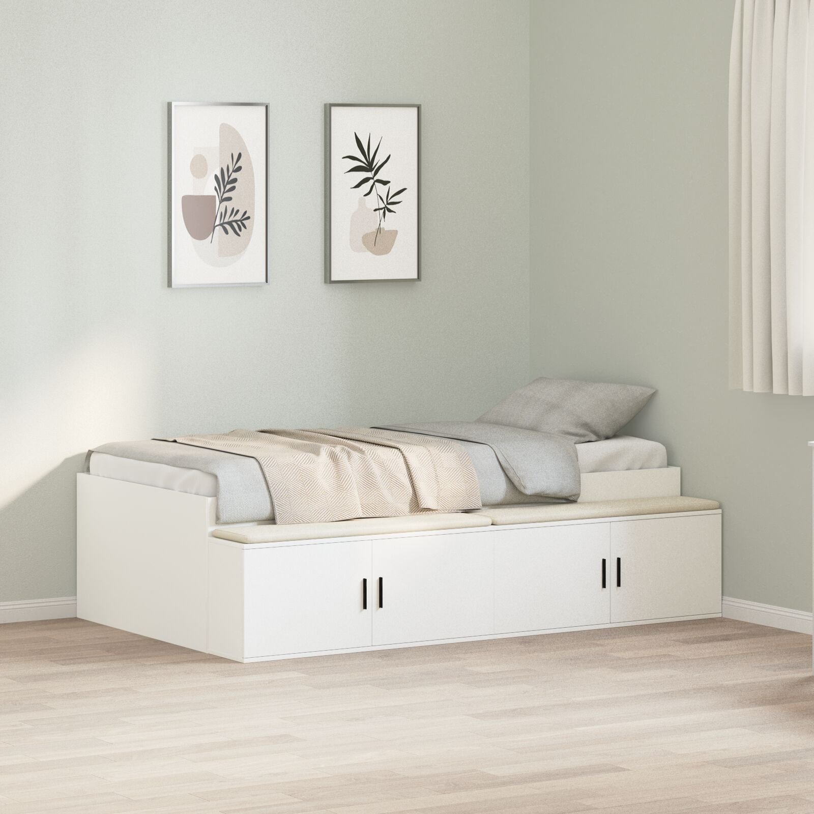 vidaXL Biała Rama Łóżka z Schowkiem 90x190 cm