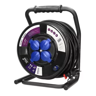 Orno Przedłużacz bębnowy profesjonalny IP44 4 gniazda 2P+Z schuko kabel gumowy olejoodporny H07RN-F 3x2,5mm$245 długość 30m unika OR-AE-13157 GS 30M - Przedłużacze i rozgałęźniki - miniaturka - grafika 1