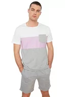 Koszulki męskie - Trendyol Men's Lilac Męski T-Shirt Slim Fit, okrągły kołnierz, fioletowy, średni - miniaturka - grafika 1
