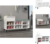 Szafki na buty - vidaXL Stojak na buty biały wysoki połysk 102x36x60 cm materiał drewnopochodny - Stojaki i szafki na buty - miniaturka - grafika 1