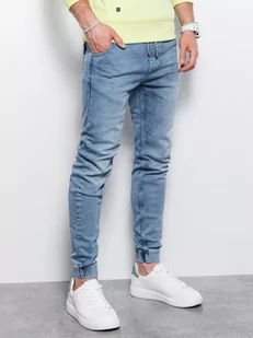 Spodnie męskie jeansowe joggery - jasnoniebieskie P907 - Spodnie męskie - miniaturka - grafika 1