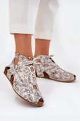 Botki damskie - Wzorzyste Skórzane Botki Maciejka 03426-46 Biało-Beżowe-36 - miniaturka - grafika 1