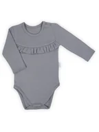 Body dla niemowląt - Niemowlęce body bawełniane z długim rękawem grafitowe Nicol,r.74 - miniaturka - grafika 1