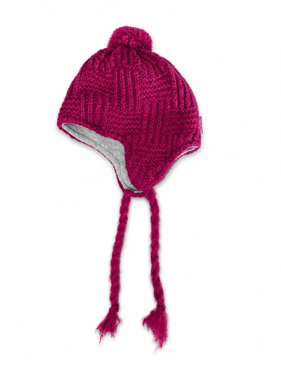 Dziewczęca czapka zimowa z pomponem różowa Doll r.49